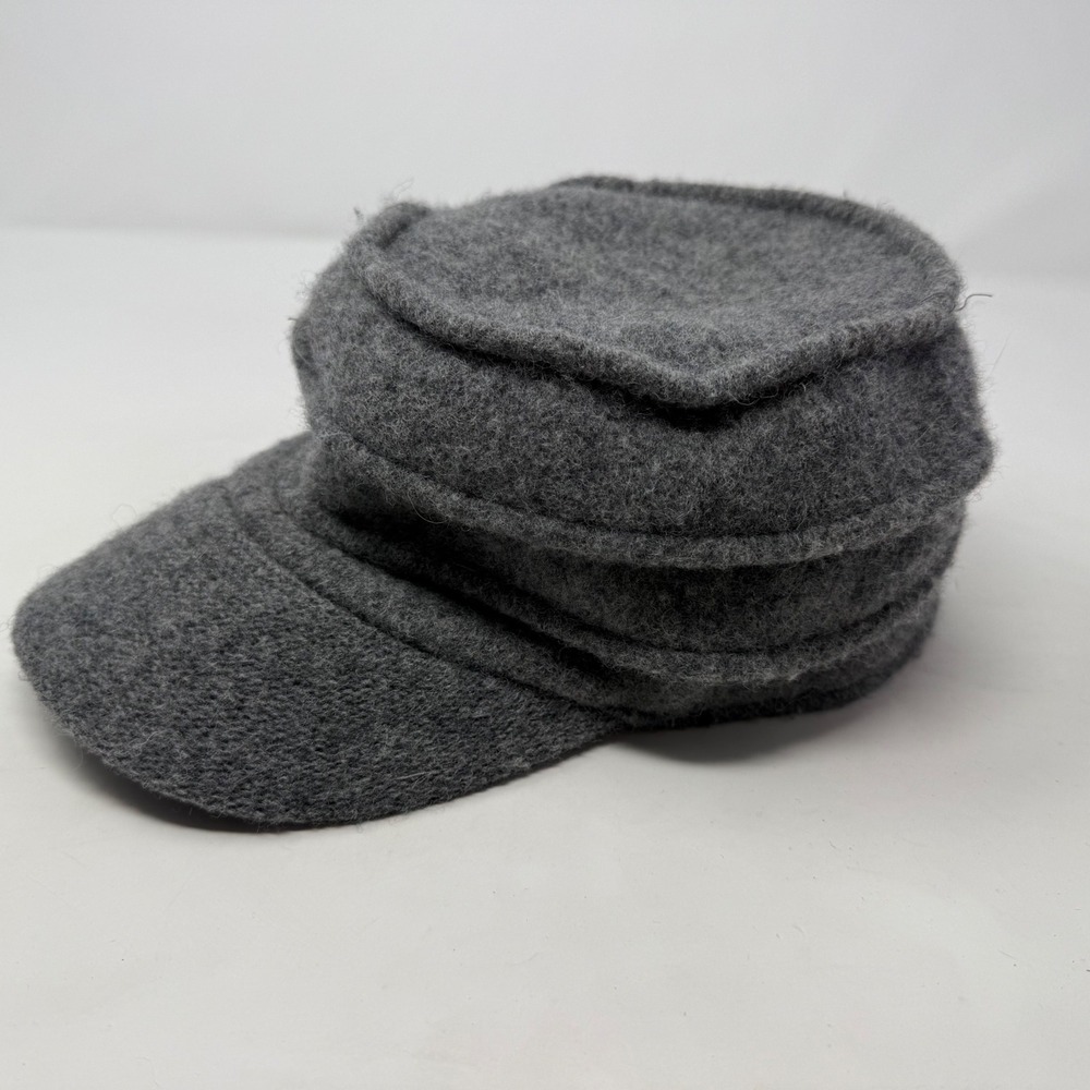 Scala Collezione Grey 100% Boiled Wool Newsboy Hat Floral Accent CBDF18FS4-GREY